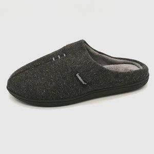 Isotoner Womens Slippers Gray Felt Slide Flat Heel Round Toe Cushion Sz 9.5/10.5